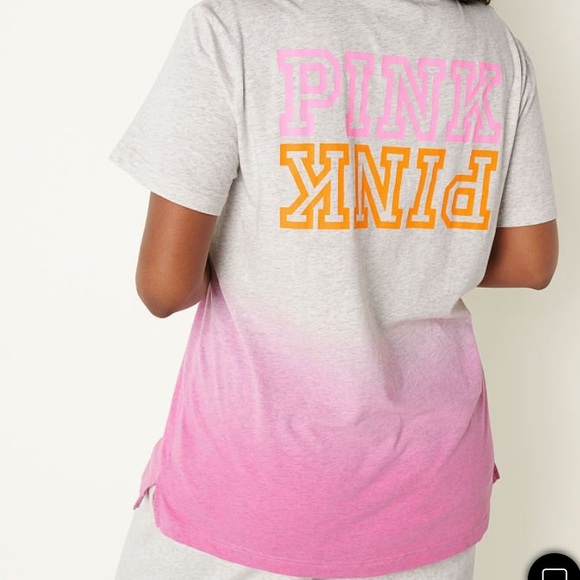 VS PINK CAMPUS TEE & Ombre LEGGINGS OUTFIT SET XL NEW - Picture 2 of 4